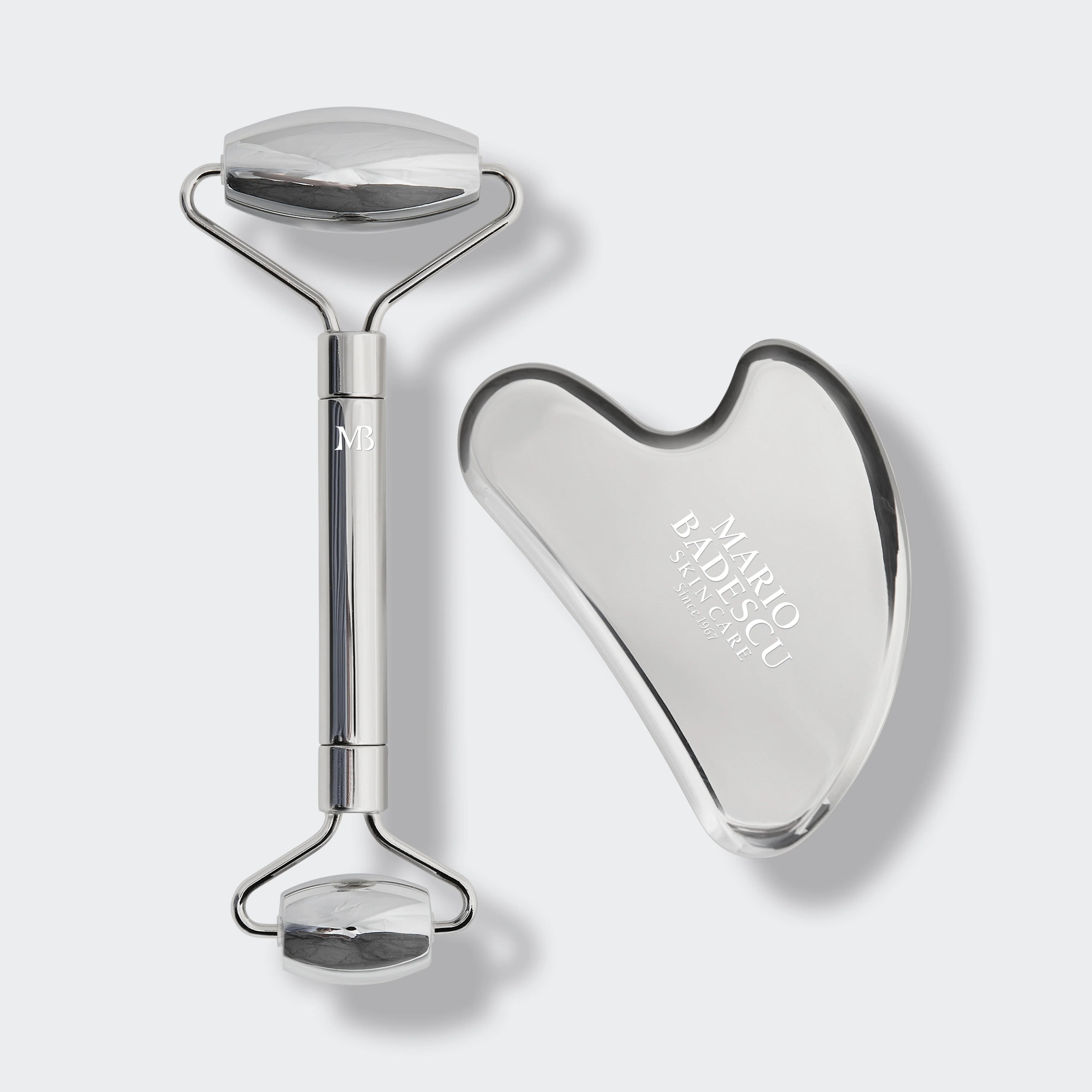 Stainless Steel Facial Roller + Gua Sha Set - Image 2