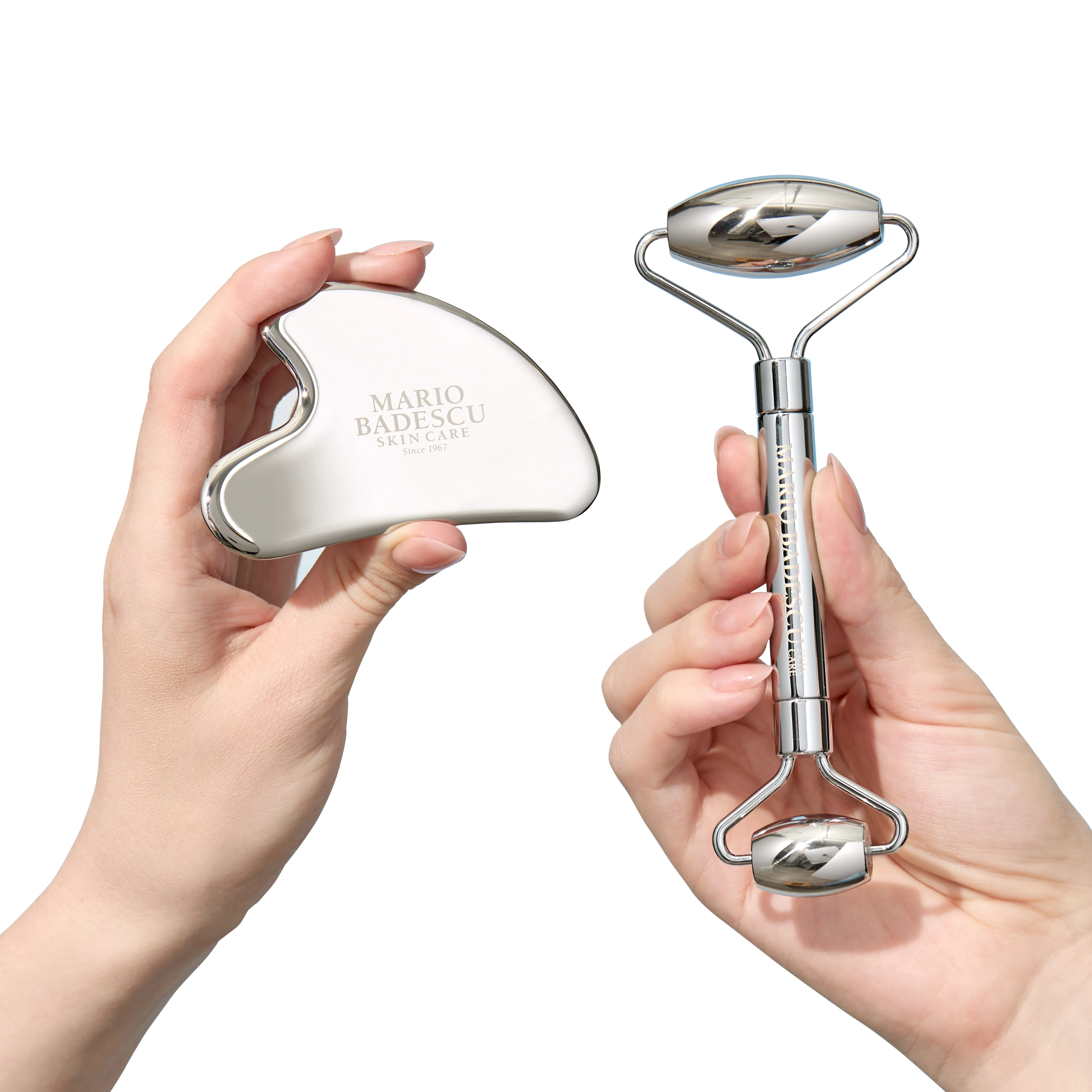 Stainless Steel Facial Roller + Gua Sha Set - Image 3